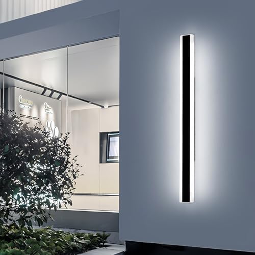 Mikeru 6500k Cool White Outdoor Wall Light, 150cm Modern Porch Wall Light, LED Vertical Long Acrylic Garden Fixture, IP65 Waterproof for Balcony, Living Room, Garage, Patio