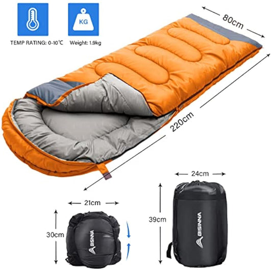 BISINNA Sleeping Bag with Pillow - 4 Season Lightweight Waterproof Warm Sleeping Bag with a compression sack for Adults, Women, Men's Outdoors Camping, Hiking, Backpacking