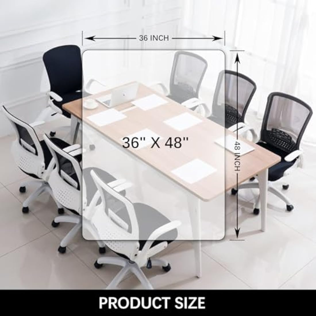 Kuyal Clear Chair mat for Hard Floors 90x120cm (3'x4') Transparent Floor Mats Wood/Tile Protection Mat for Office & Home