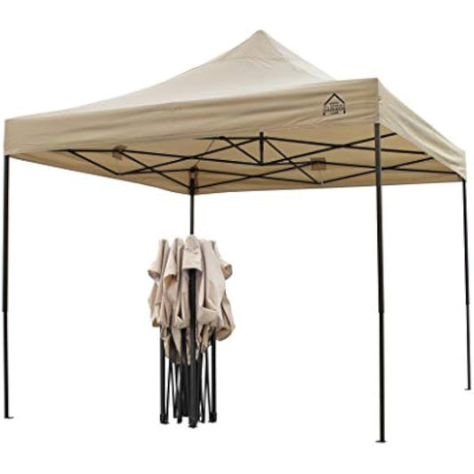 All Seasons Gazebos 2.5x2.5m Heavy Duty Fully Waterproof Pop up Gazebos and 4 Premium Side Walls - Beige