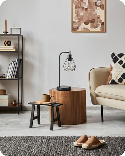 EDISHINE Bedside Lamps Set of 2, Dimmable LED Table Lamp, Diamond Cage Lampshade, USB Charging Ports, Touch Lamps for Living Room, Bedroom, E27 Socket, Bulb Included, Black