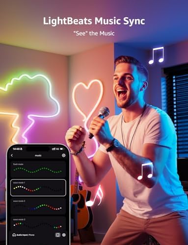 Lepro N1 AI Smart Rainbow Neon Light Strip 3M, 96 LEDs/M, Work with Alexa, Google Home, Music Sync, AI Lighting Design Assistant, IP65 Rope Light, MagicColor LED Light, App & Voice Control, No Remote