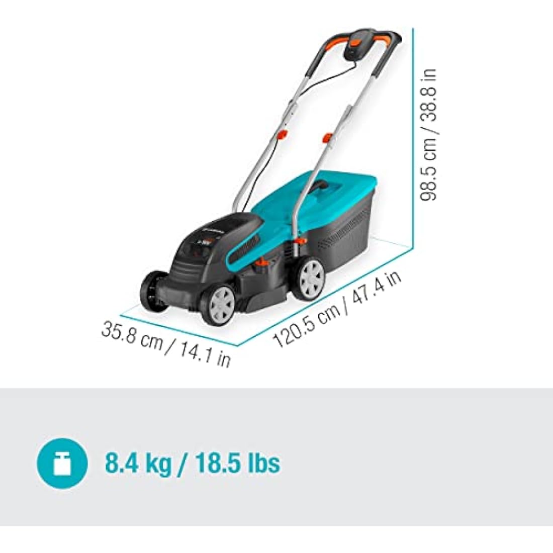 Gardena Battery Lawnmower PowerMax 32/36V P4A Without Battery: Lawnmower for lawns up to 200 m², 32 cm Cutting Width, 30 l Collector Volume, Cutting Height 20–60 mm, Cut and Collect System (14621-55)