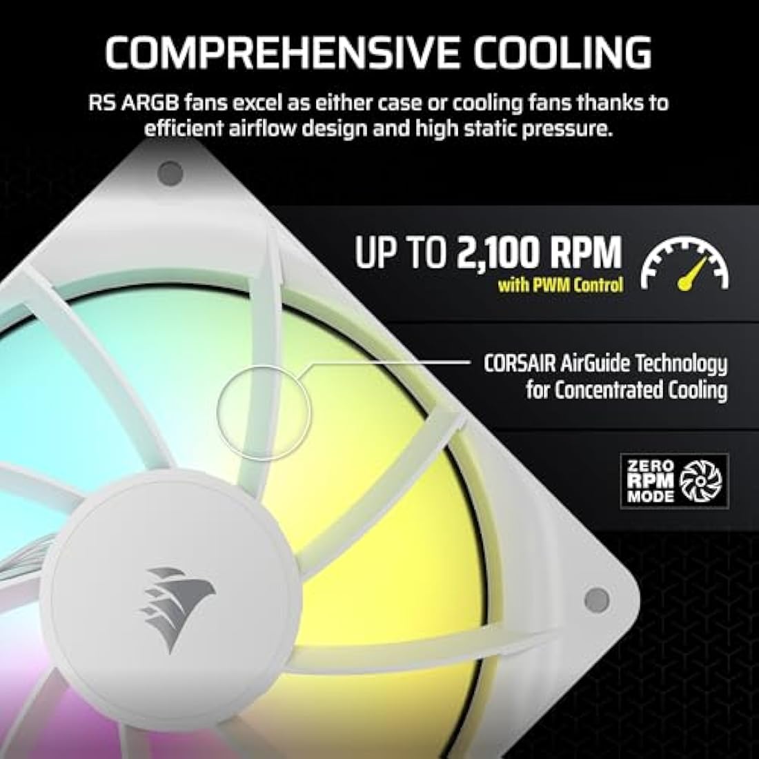 CORSAIR RS120 ARGB 120mm PWM Fans – Daisy-Chain Connection – Low-Noise – Magnetic Dome Bearing – Triple Pack – White