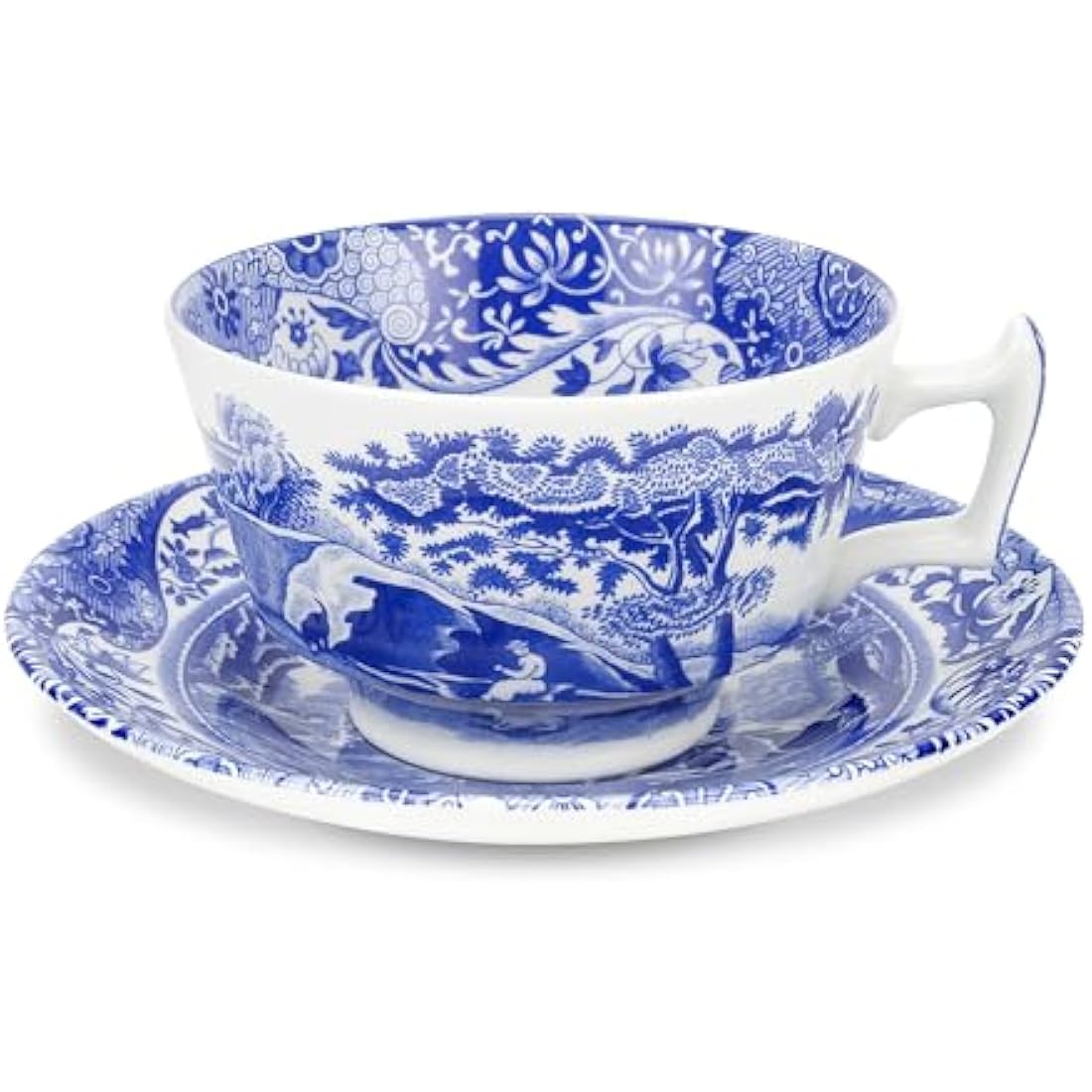 Spode Blue Italian Teacup and Saucer, Set of 4