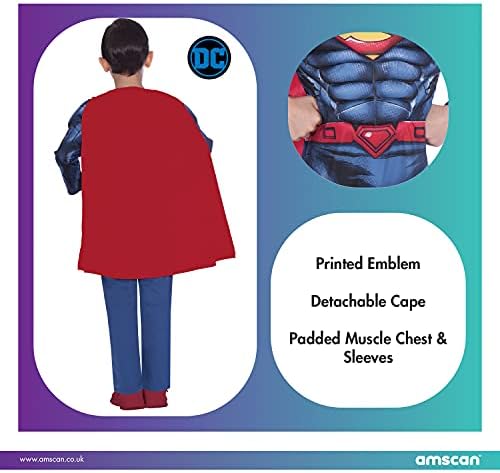 amscan Child Boys Officially Licensed Warner Bros DC Comics Classic Musclesuit Superman Fancy Dress Costume