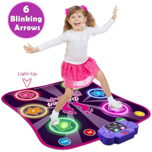 INSTOY Light Up Dance Mat for Girls:Dance Toys for 4 5 6 7 8 9 10 Year Old Girl Gifts - Music Dancing Game Pad with 5 Game Modes & Wireless Bluetooth - Birthday Gifts for Girls Boys Age 3-10