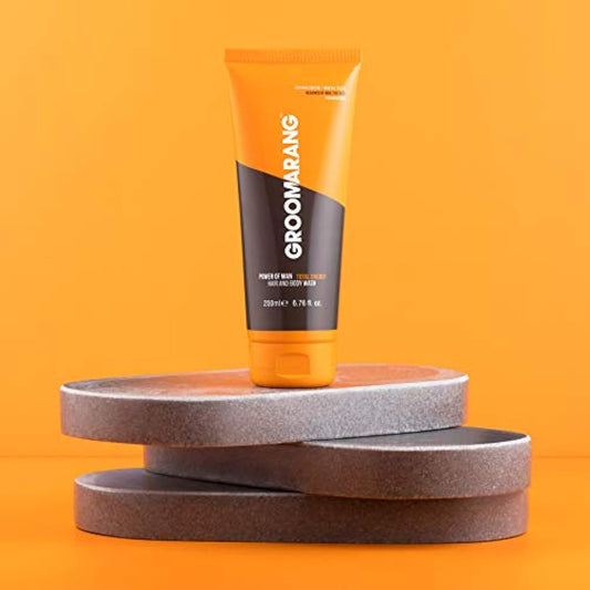 Mens Toiletry Gift Set GROOMARANG ‘Power of Man’ Toiletries Gift Set for Men Includes Hair & Body Wash, Face & Neck Cream, Shaving Gel, Aftershave Gel & Hair Paste