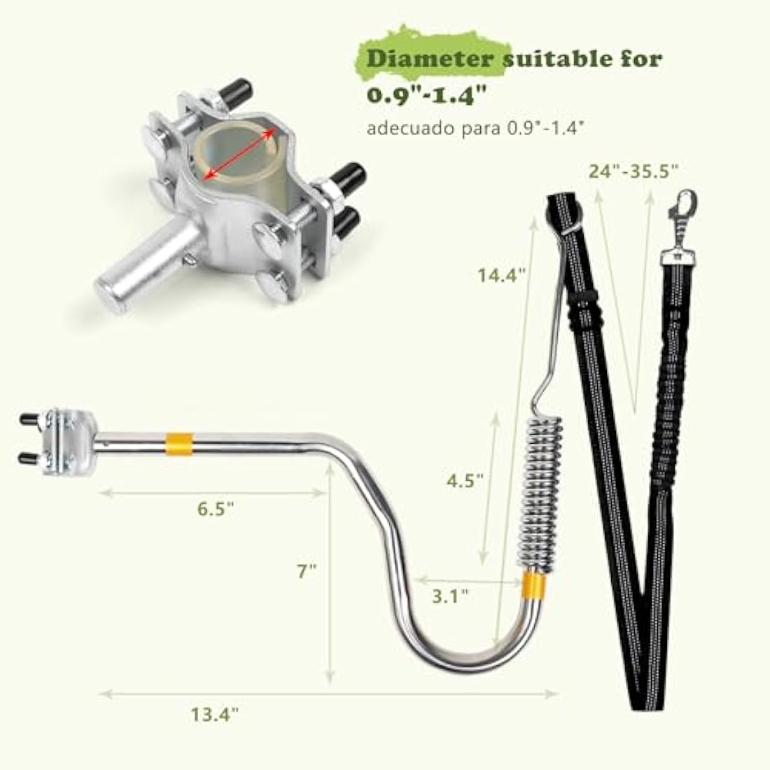 iPetba Heavy Duty Bike Dog Lead Attachment Hands Free Bicycle Dog Leash for Riding Exercising Cycling