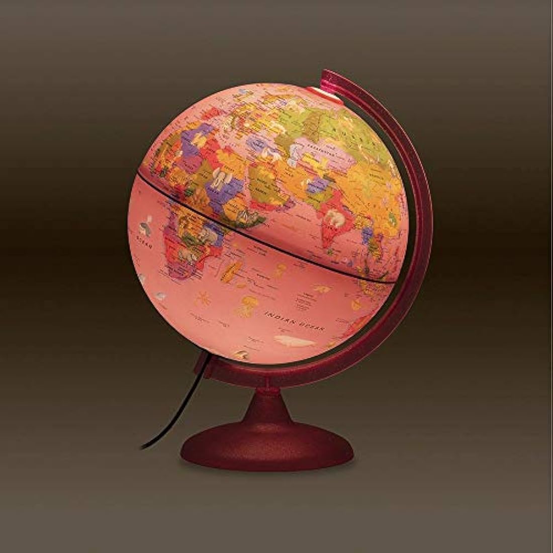 Tecnodidattica Zoo Illuminated Children's Globe - 25 cm, Pink