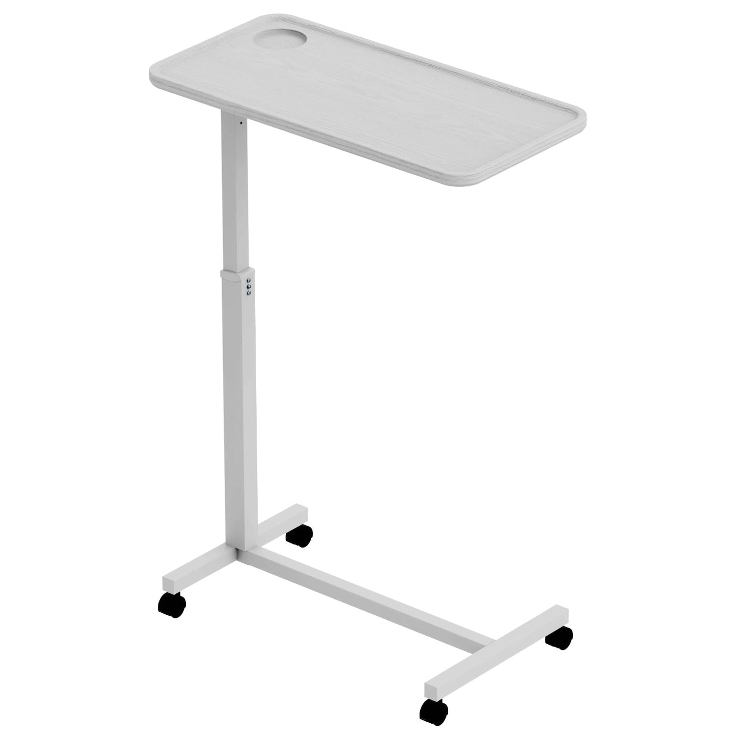 Allcam MBT01A Spring-assisted Height Adjustable Desk/Overbed Table w/Lockable Wheels in White