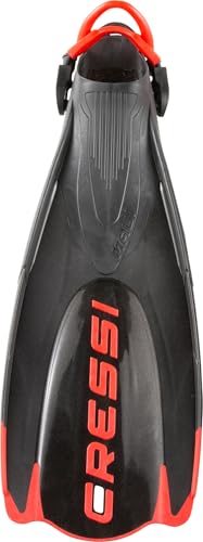 Cressi Maui Fins - Adult Adjustable Diving/Snorkelling Flippers Fins With EBS System, Black / Red, S/M