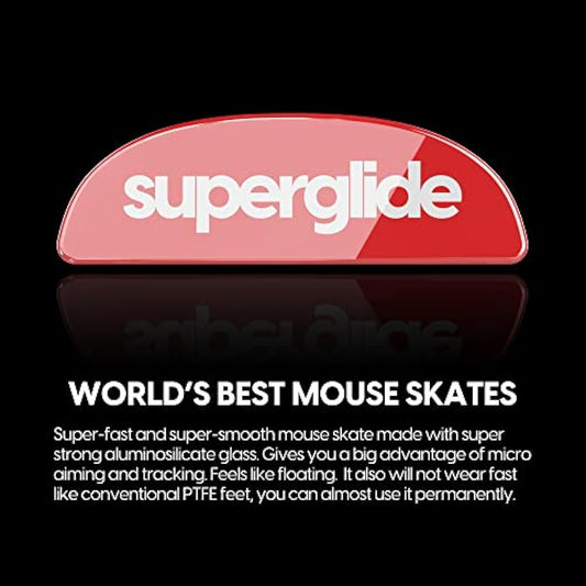 Superglide - Fastest and Smoothest Mouse Feet/Skates Made with Ultra Strong Flawless Glass Super Fast Smooth and Durable Sole for Pulsar X2 & X2 Mini Wireless Gaming Mouse (Red)