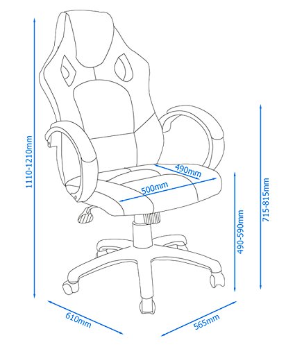 Alphason,AOC5006BLU,Daytona Faux Leather Racing Chair - Blue fabric insert,Blue fabric insert