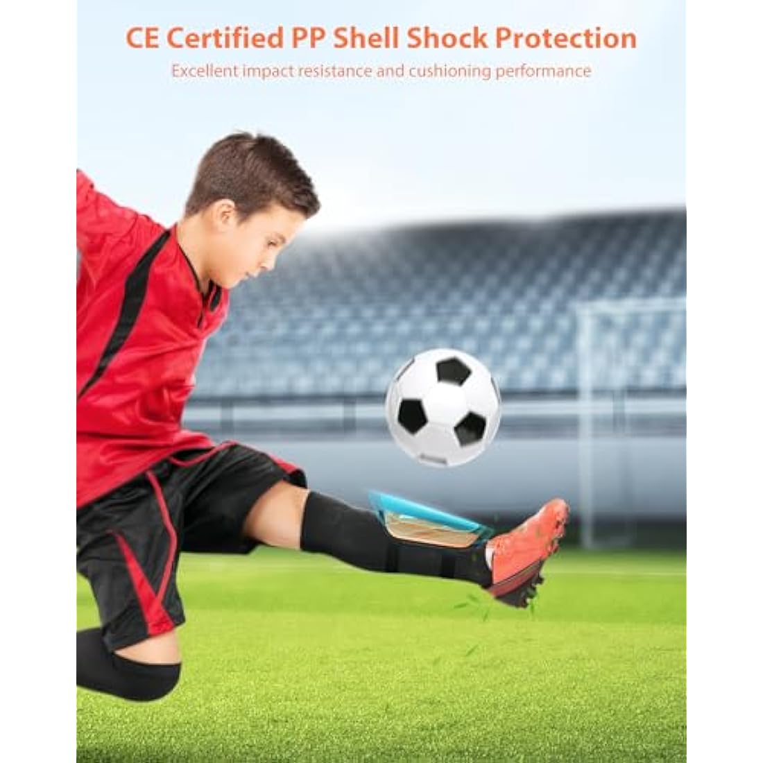 AirsFish Shin Pads Boys CE Certified Kids Football Shin Guards Breathable Non Slip Extended Adjustable Straps Lightweight Soccer Shin Pads for Boys Girls Teens Leg Calf Protective