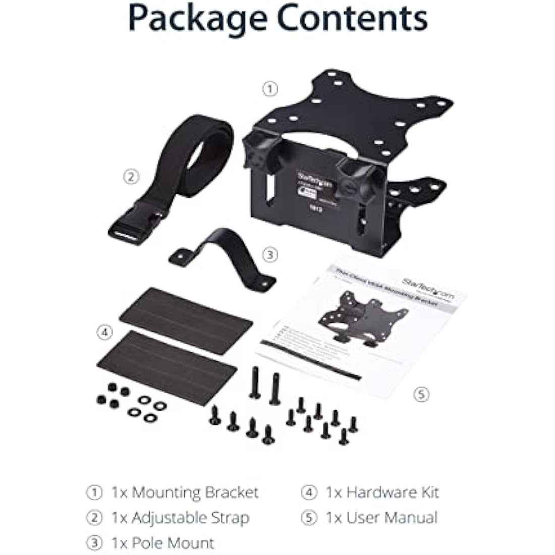 StarTech.com Thin Client Mount - Mini PC VESA Mount - Adjustable .7 to 2.8" - Under Desk Computer Mount - Mac Mini Monitor Mount (ACCSMNT), Black