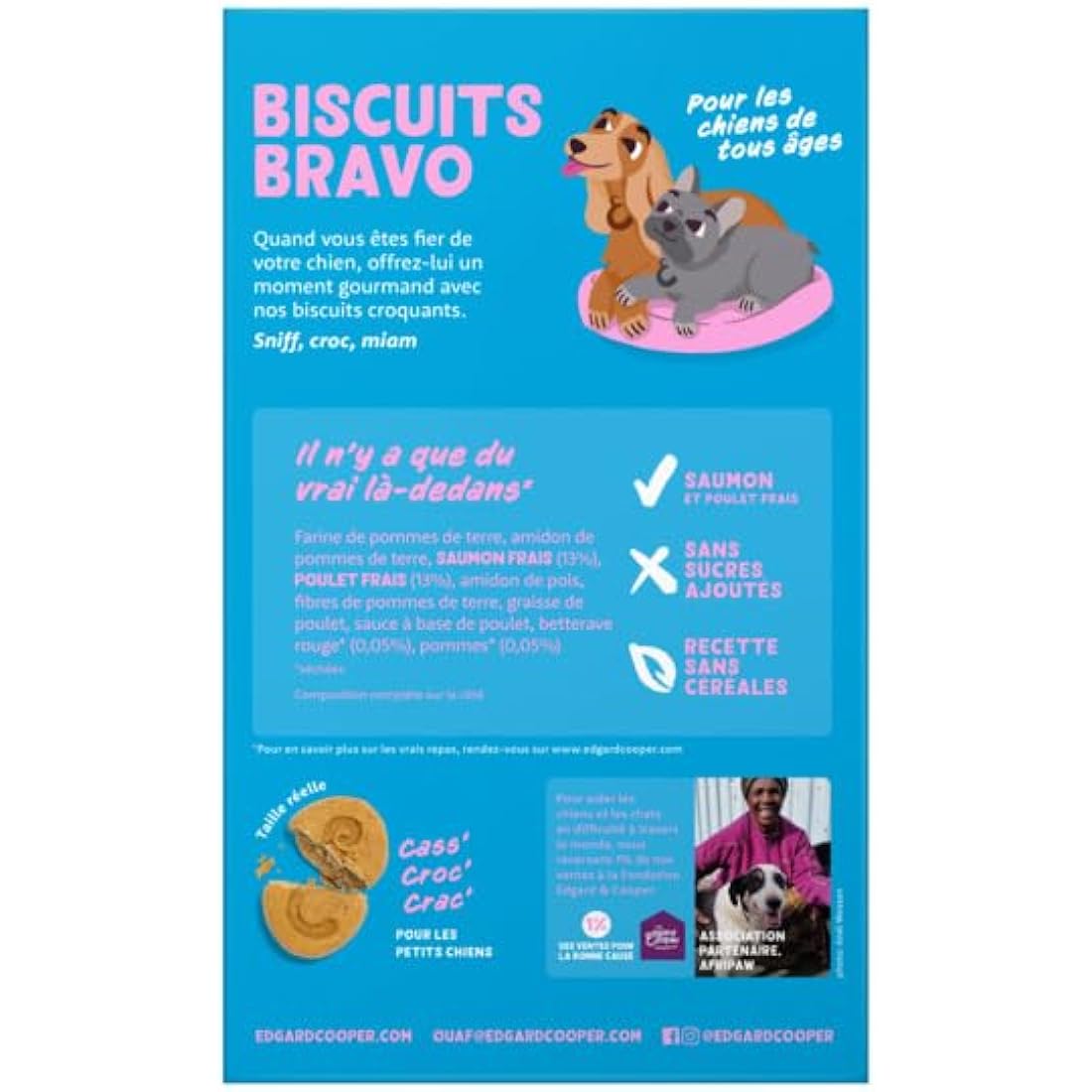 Edgard Cooper Natural Dog Treats - Salmon and Chicken Bravo Biscuits - (7 x 400g box), Grain Free, High in Protein & fresh meat, full of essential amino acids for healthy insides