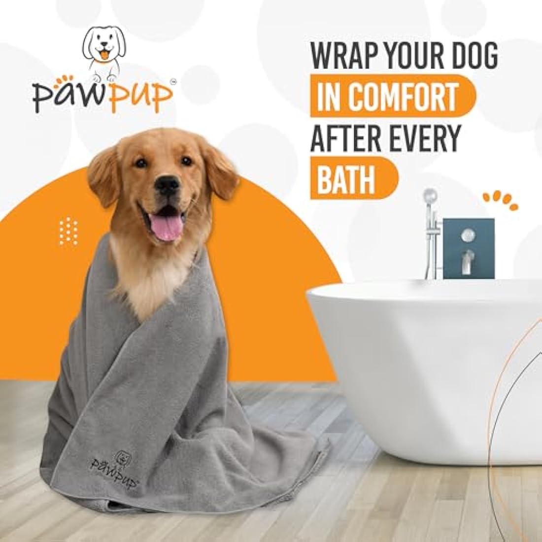 PAWPUP Dog Towel Super Absorbent 100x60cm Set of 2 Microfibre Pet Towel for Dogs Cats and other Pets (Brown and Grey)