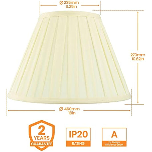 National Lighting Decorative Tapered Table/Floor Lampshade - 18-Inch Empire Drum Lamp Light Shade in Cream Fabric - 40W E14/B22 Candle Incandescent or LED (Not Included)
