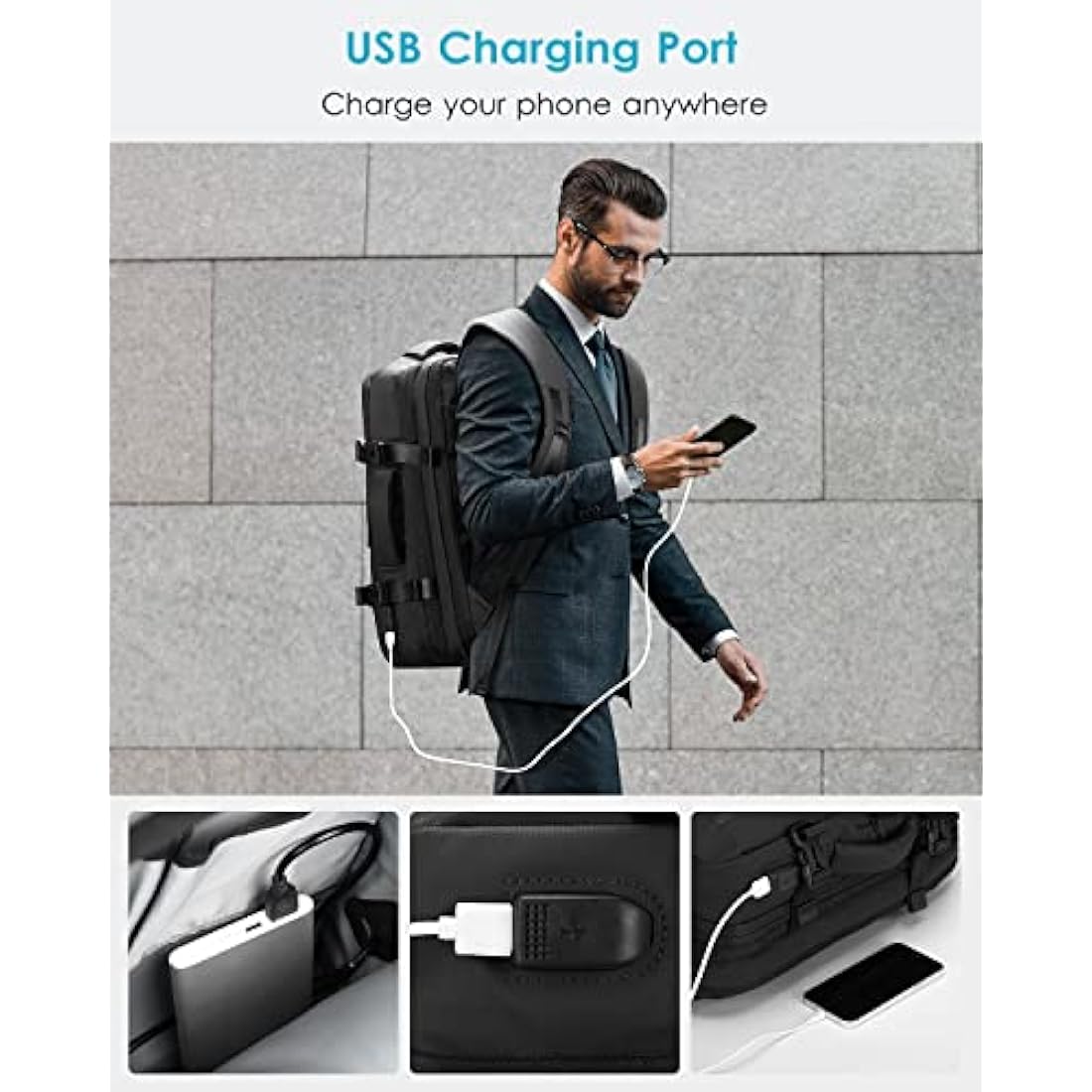 HOMIEE Easyjet Cabin Bags 22-40L Expandable Travel Backpack 45x30x17 Underseat Carry On Backpack Flight Approved Hand Luggage Suitcase 15.6 Inch Laptop Rucksack Fit Casual Daypack School Bag Black