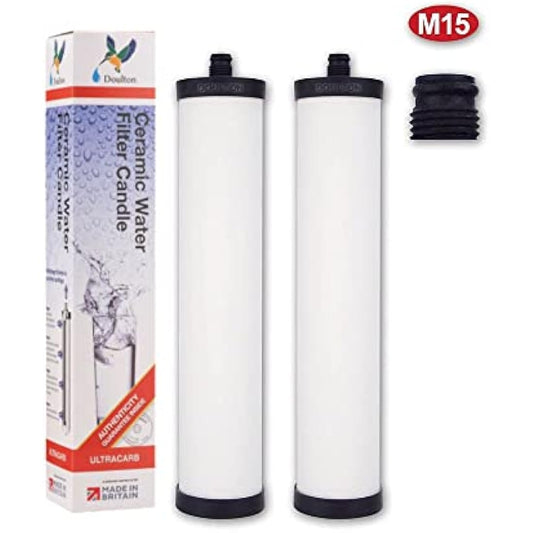 Doulton Ultracarb M15 |2 Pack| Drinking Water Ceramic Candle Filter | Reduces Contaminants | Improves Taste & Odour | Compatible with Franke 02, Triflow, Filterflow 1st & 2nd Gen Plastic Housing