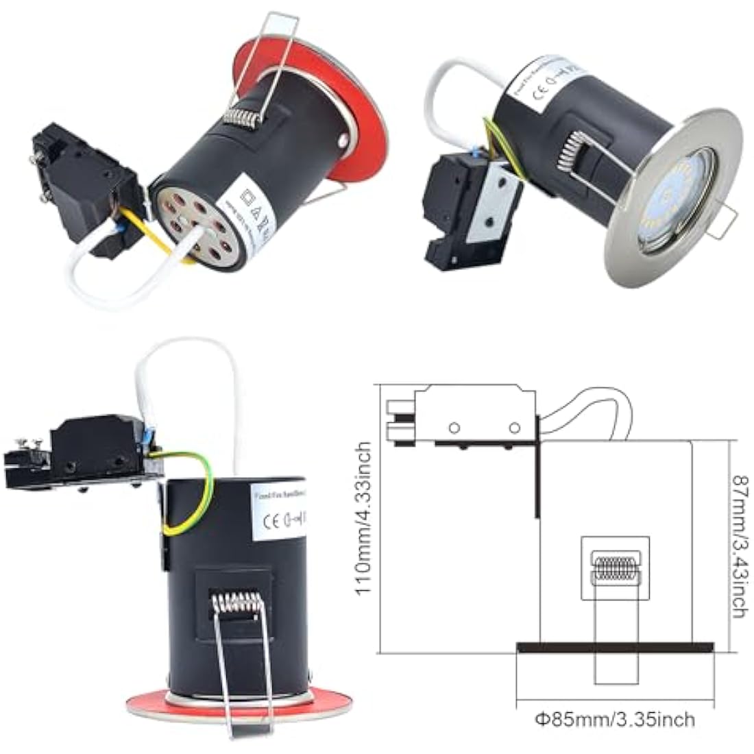 HiBay 4X 5W Dimmable Fire Rated GU10 LED Downlights Recessed Ceiling Lights Spotlight Brushed Chrome Warm White 240V