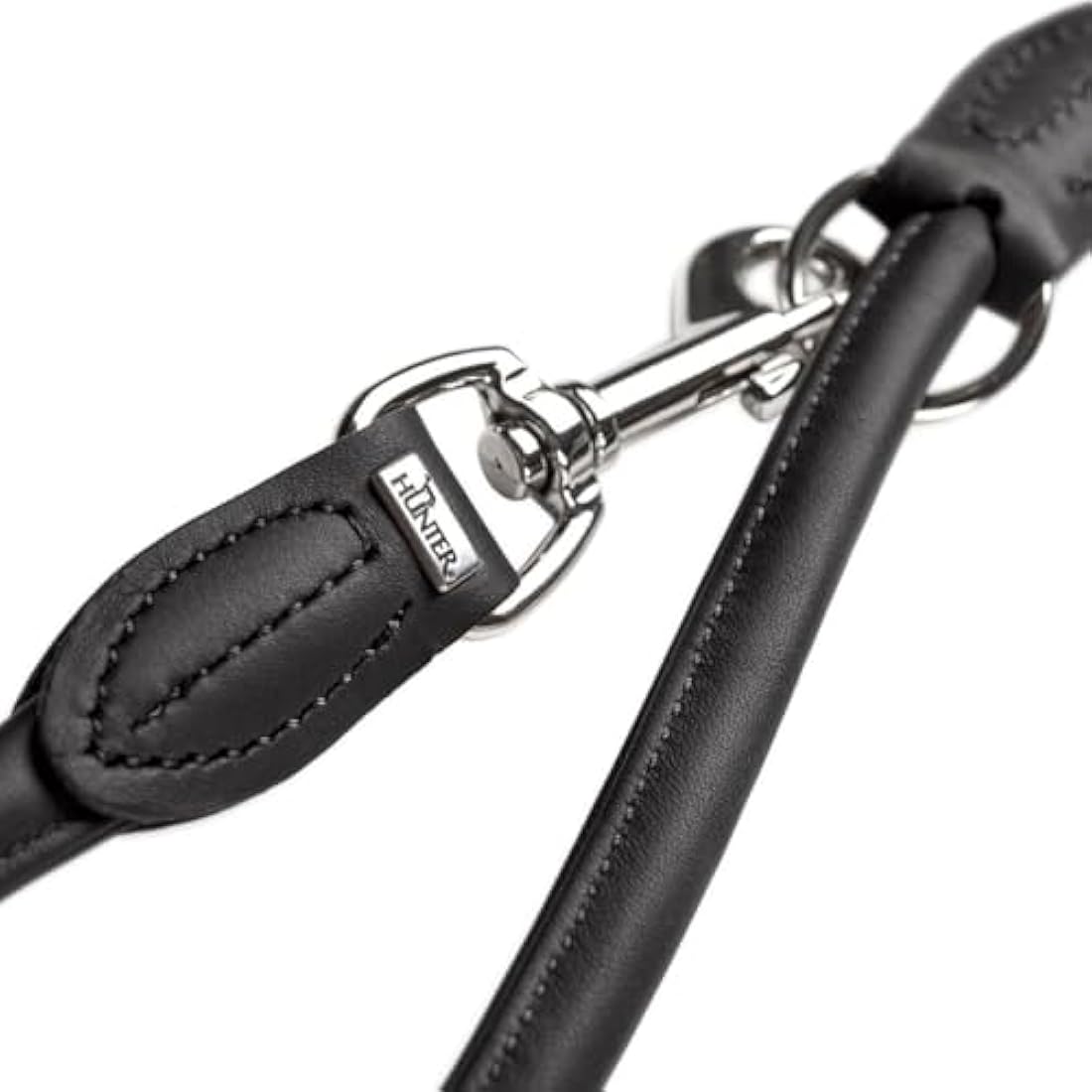 HUNTER Round and Soft Nickel Training Lead Rope, 10 cm x 200 mm, Large, Nappa Black
