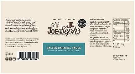 Joe & Seph's Salted Caramel Sauce (1x1kg)|1 Star Great Taste Award, caramel drizzle, ice cream sauce, caramel sauce for coffee, vegetarian, home baking, cakes