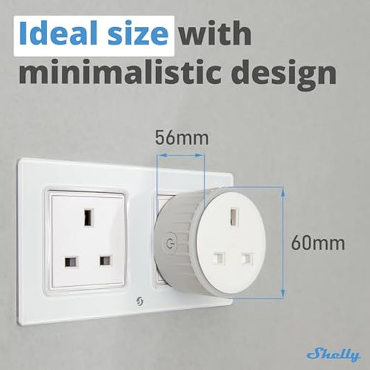Shelly Plus Plug UK, Smart Wi-Fi Outlet with Power Metering, Remote Control Socket, Max 3000W, Custom Schedules, Home Automation(13A) Compatible with iOS, Android, Alexa, Google Home, SmartThings