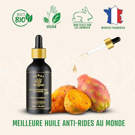 Best Anti-ageing Oil, Organic Prickly Pear Seed Oil │ Top 1 Anti-wrinkle and Concealer Treatment │ Cold-pressed, Certified 100% Pure and Natural Organic │ Extra Virgin, Vegan (100 ml)