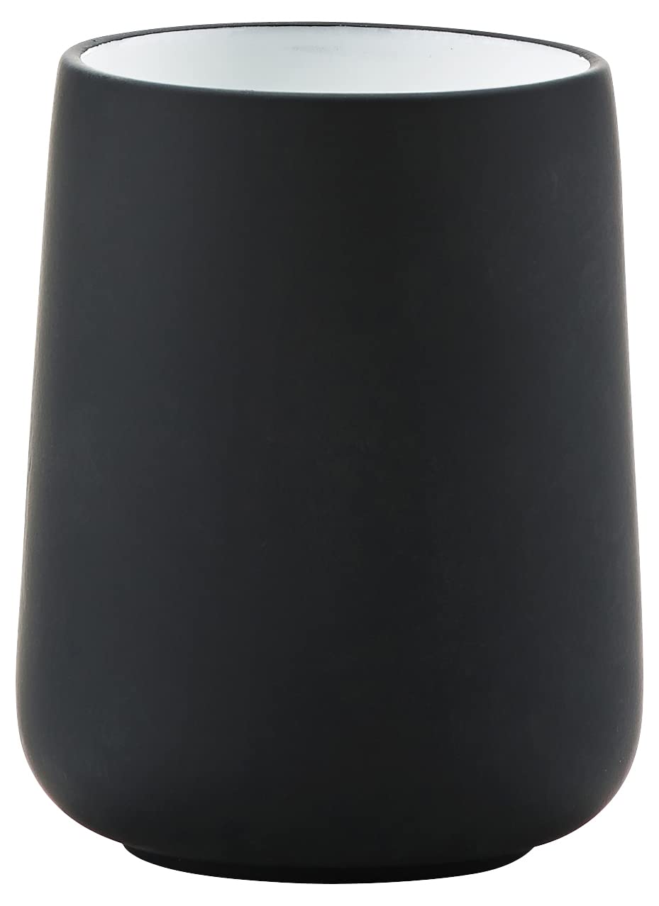 Zone Denmark Nova Porcelain Toothbrush Cup with Soft Touch Coating Diameter 8 cm Height 10 cm Black
