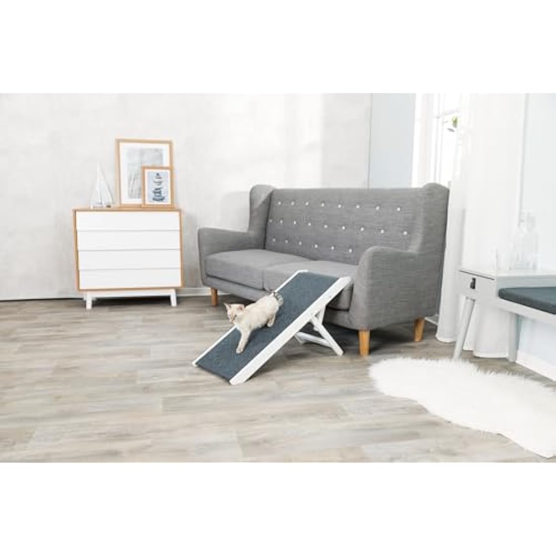 Trixie furniture ramp, height-adjustable 29/36/43 cm, wide running surface 36 × 90 cm, 39375, white