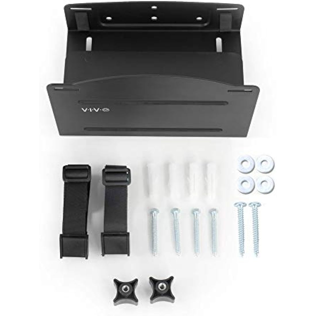 VIVO Universal PC Wall Mount, Adjustable Steel Bracket, Computer Case, Open Frame CPU Strap Holder, Black, MOUNT-PC03V