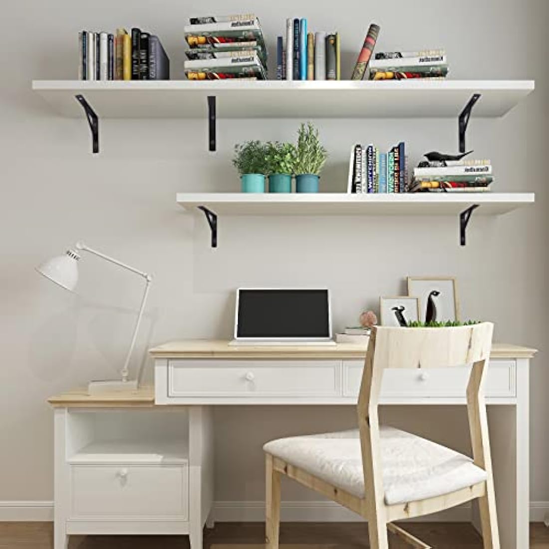 8 Pieces Shelf Brackets Heavy Duty, Wall Mounted Triangle Shelving Brackets, 90 Degree Right Angle Shelf Supporters Brace Brackets, for Living Room Bedroom (150x95 mm/6x3.7 inch)