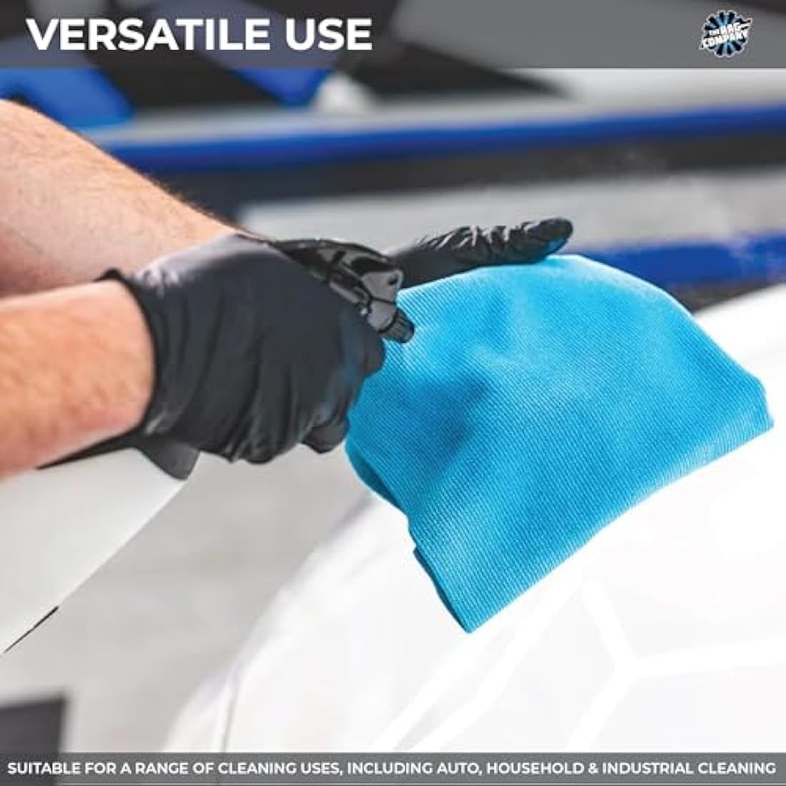 The Rag Company - Ultra Rip N' Rag XL Premium Reusable Pearl-Weave Microfiber Towels for Coatings, Glass, Detailing, Home, RV and More - 50 Count - Quality 70/30 Blend - 280gsm 16" x 16" - Ultra Blue