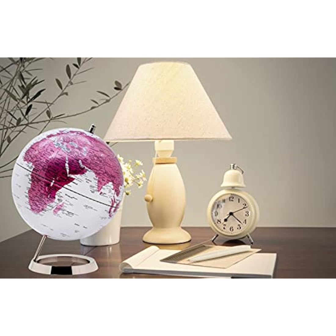 EXERZ 25cm World Globe - Stainless Steel Ring Standing, Metallic Pink Earth Globe, Perfect for Gifting (Pink)