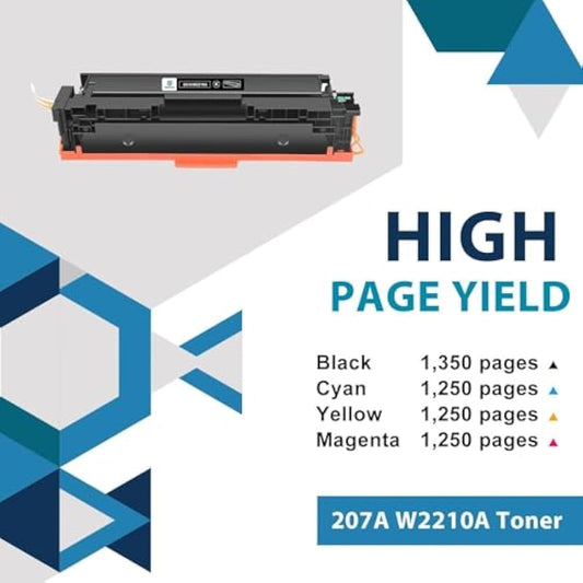 207A Toner Cartridge With Chip Multipack Compatible for HP 207A 207X Color Laserjet Pro MFP M283fdw Toner cartridge M255dw M282nw M283fdn M255nw M255 M282 M283 - W2210A W2211A W2212A W2213A