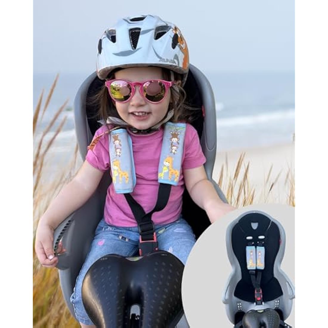 HECKBO 2X Baby Harness Pads Mom & Baby Animals – Soft Seatbelt Covers for Infant Car Seats & Carriers, Padded Strap Cushions for Boys & Girls, Baby Stroller Accessories