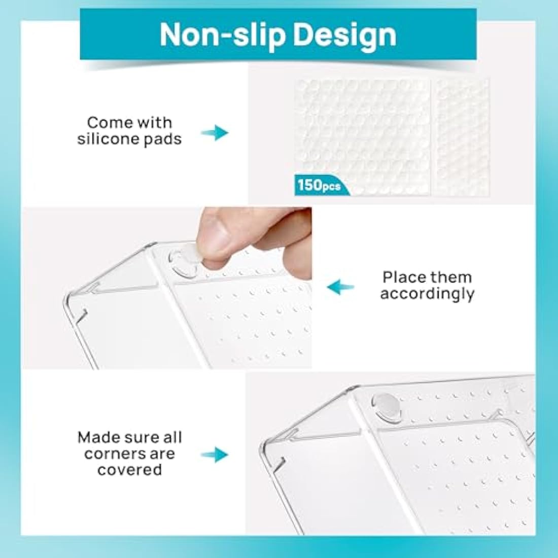 Vtopmart 28 PCS Clear Plastic Drawer Organizers Set, 4-Size Bathroom and Vanity Drawer Organizer Trays, Acrylic Storage Bins for Makeup, Cosmetic, Kitchen Utensils