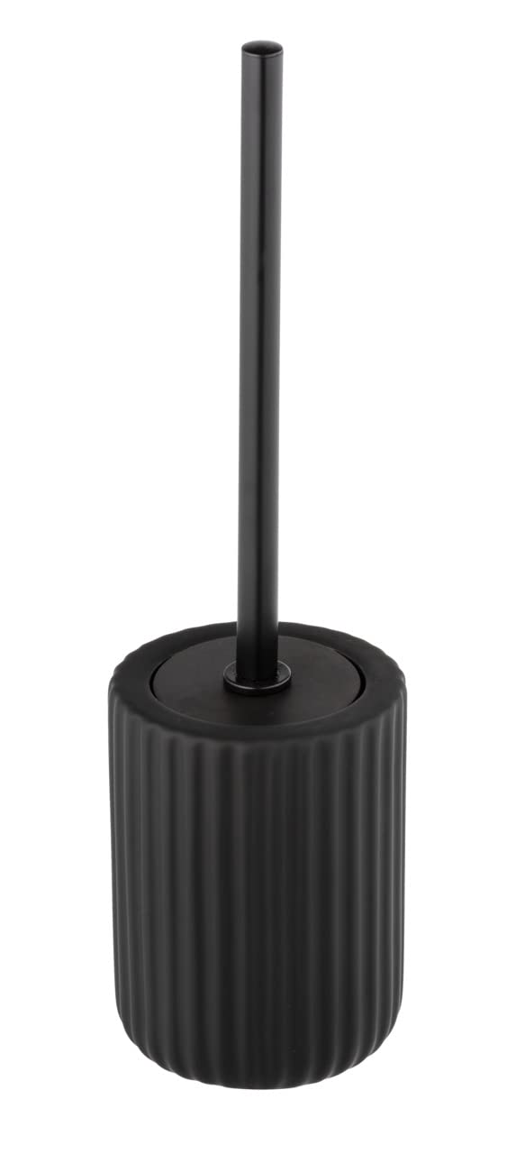 WENKO Belluno Black Ceramic Toilet Brush Holder, 11,5 x 42 x 11,5 cm