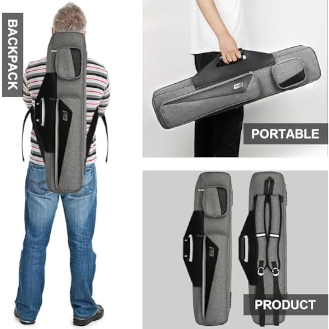 MangoRun Pool Cue Case 4x4 with Backpack Straps Carrying Case for 4 Pool Cues