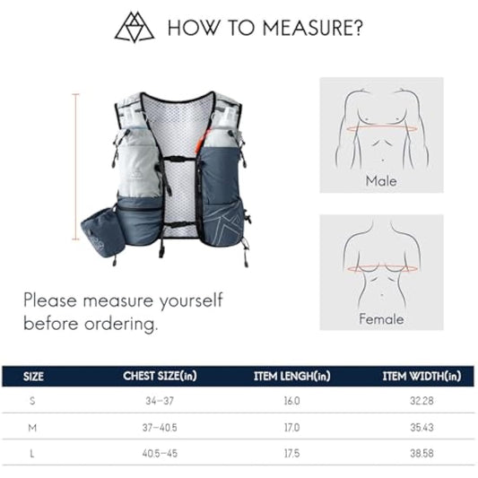 Haimont Hydration Running Vest with Water Bottles for Women Men, Adjustable Lightweight 8L Water Backpack with Soft Flasks for Trail Running Marathon