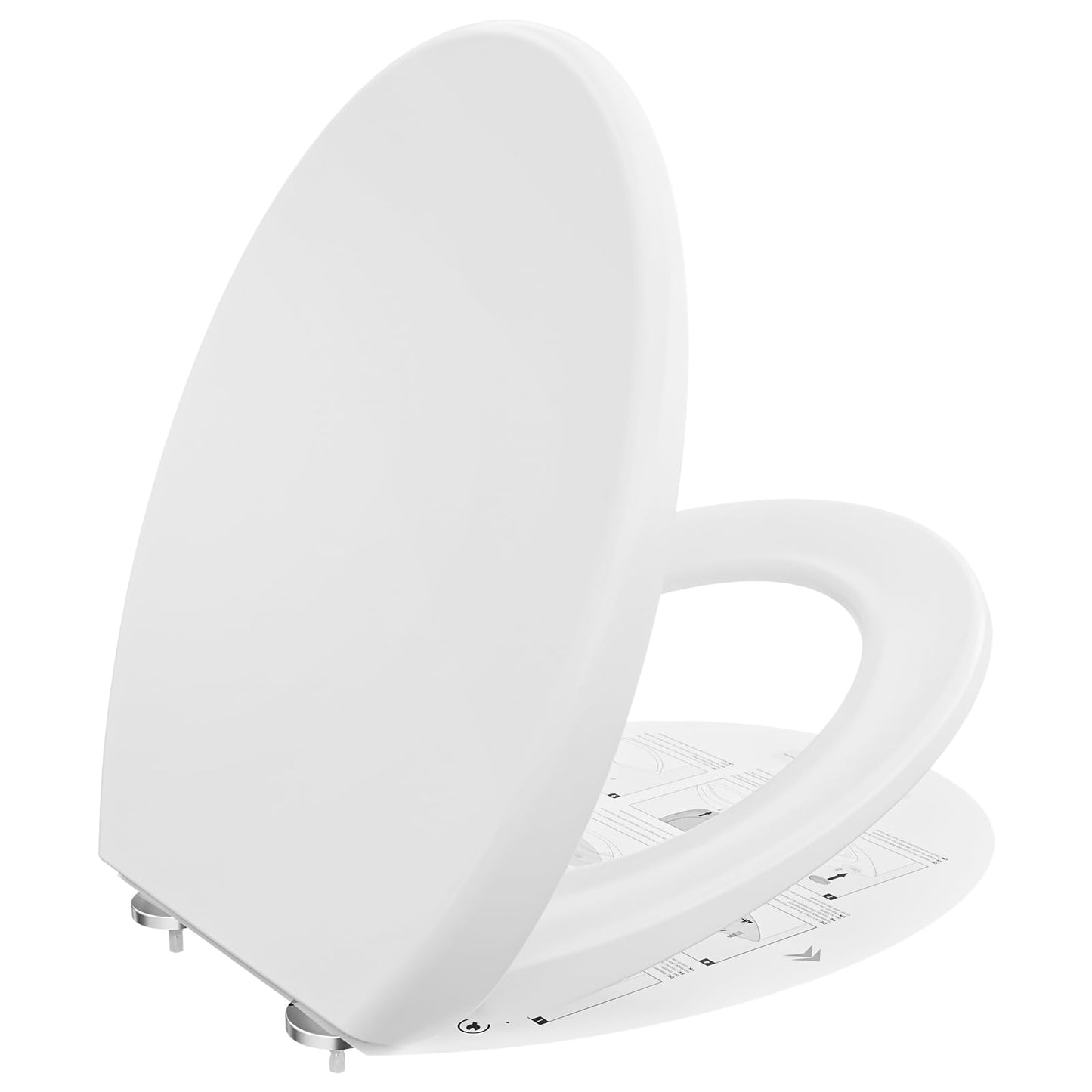 DERW Soft Close Toilet Seat, Heavy Duty Environmentally Friendly Urea-Formaldehyde Resin, O-Shaped Design, Quiet Slow Close, Quick Release, Install