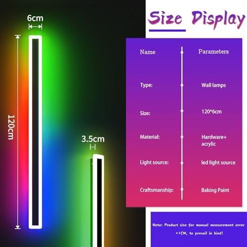 Mikeru 120CM RGB Dimmable Outdoor Wall Light, 7 Colors Christmas Lights RGB Outdoor Garage Lights IP65 Wall Mount Frosted Acrylic Exterior Light with Remote Control for House Holiday Celebrations