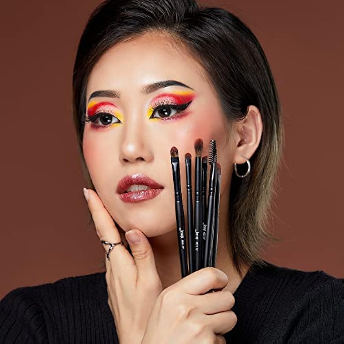 Jessup Make Up Brushes Set Professional 16Pcs Black Precision Collection,Synthetic Hair,Highlight Concealer Eyeshadow Eye liner Blending Spoolie T272
