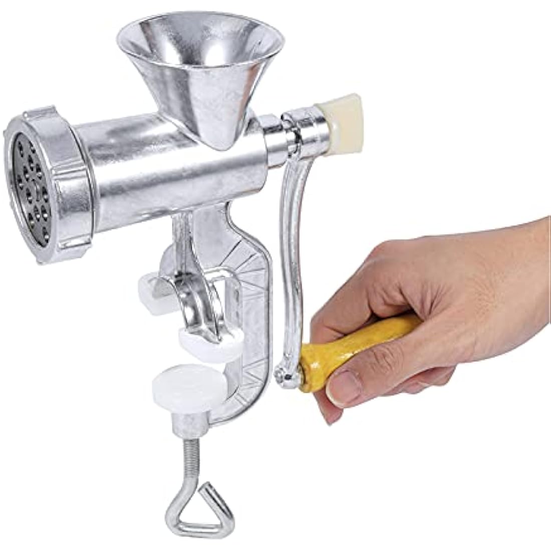 Hand Manual Meat Grinder with Tabletop Clamp,Aluminium Alloy Meat Mincer for Kitchen Making Pork Beef Fish Chicken Sausage Stuffing