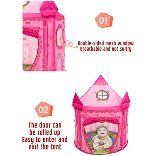 Benebomo Pink Play tent,Girls tent, Princess Castle, Kids play houses for garden, Children play tent for indoor, A place for children to rest and have fun