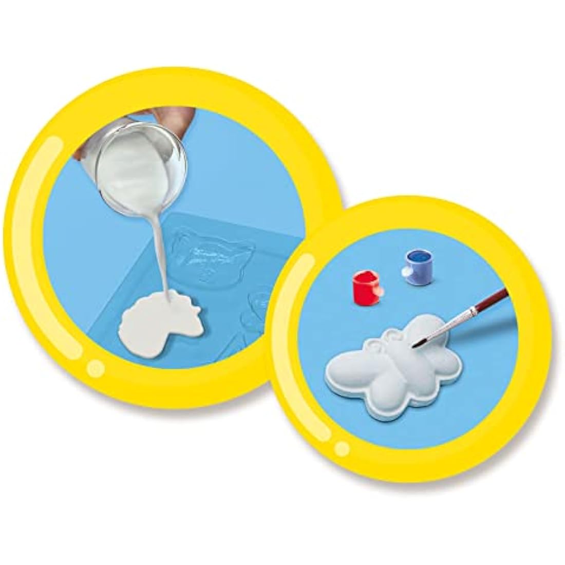 SES Creative 01133 Happy Figures Casting and Painting Kit, Brighten Your Day with Crafts, Mould and Paint Plaster Kit