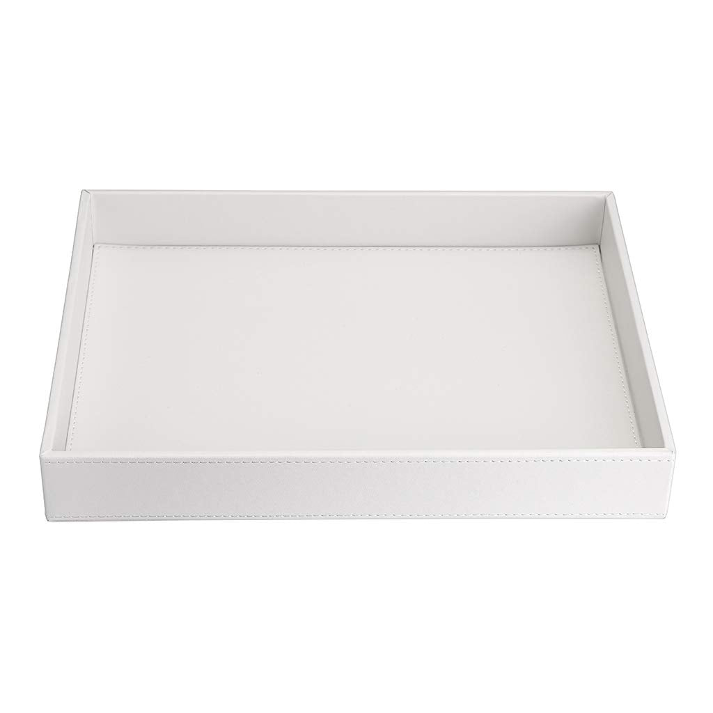 SUMNACON PU Leather Desktop Organizer Vanity Tray Decorative Cosmetics Organizer Bathroom Trays for Arranging Perfume Jewelry Soap Towel Plant Makeup