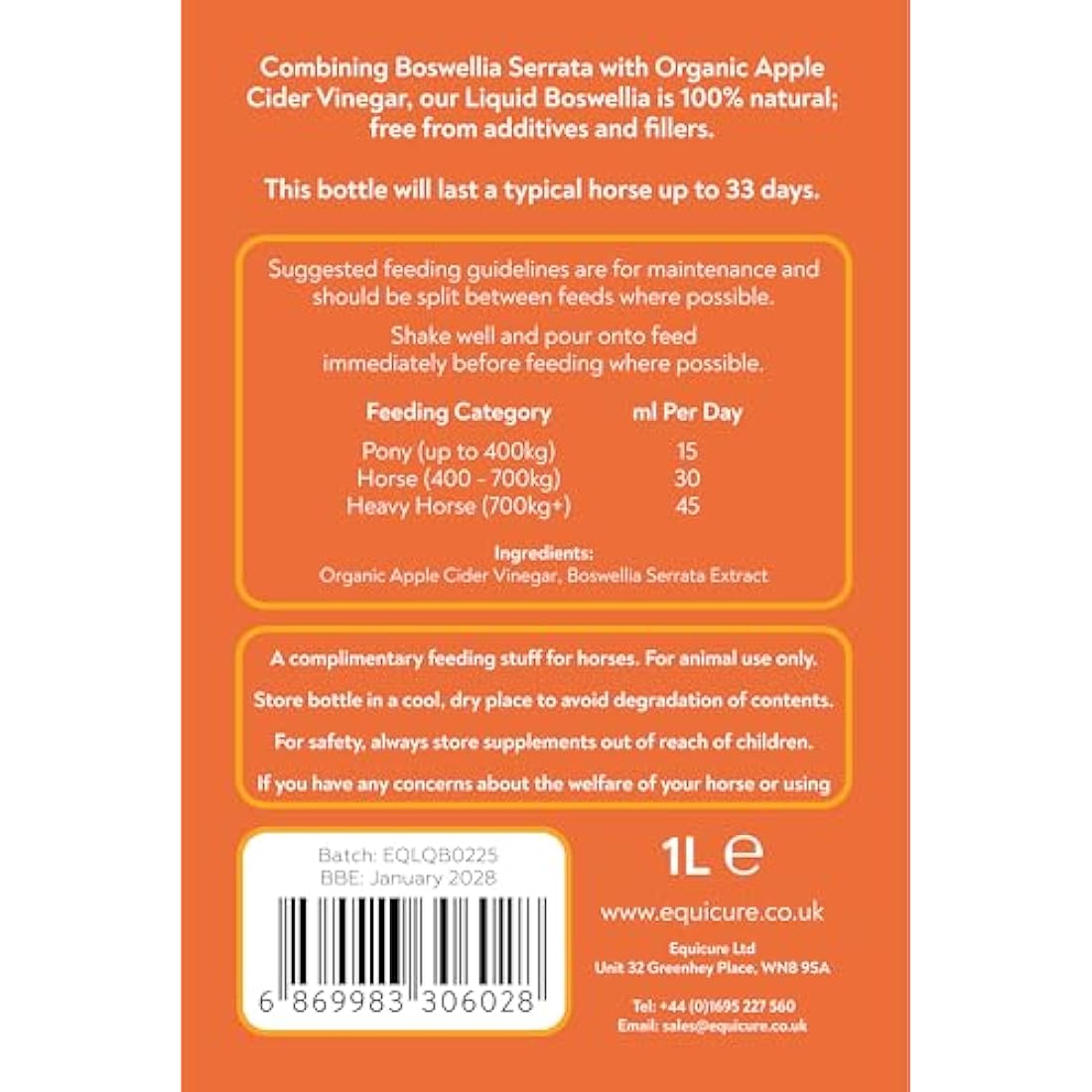 Equicure Liquid Boswellia For Horse/Pony (1 Litre)